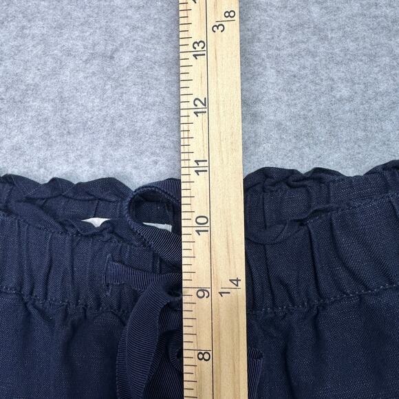 Loft Shorts WMNS M Paperbag High Rise Navy Blue Elastic Waistband Side Pockets - Picture 7 of 8